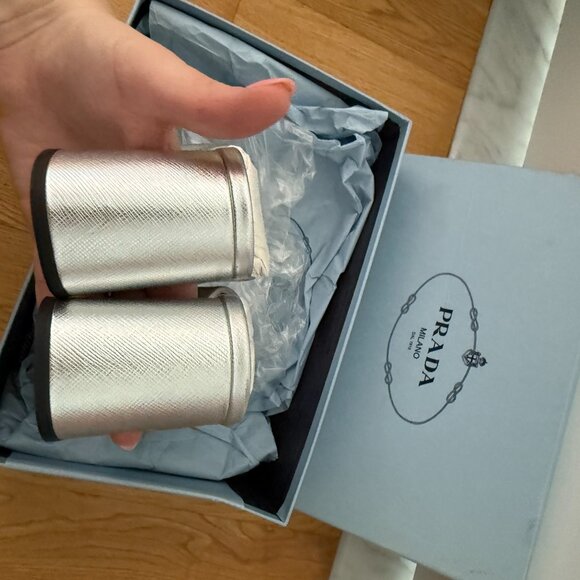 NWT Prada Platform Sandals Metallic Silver Saffiano Leather Crisscross Strap - Picture 10 of 11